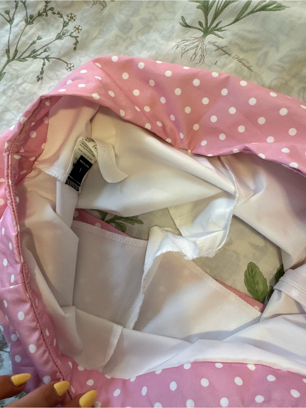 Polka Dot Pink Mini Skirt with Built in Shorts - Picture 4 of 4